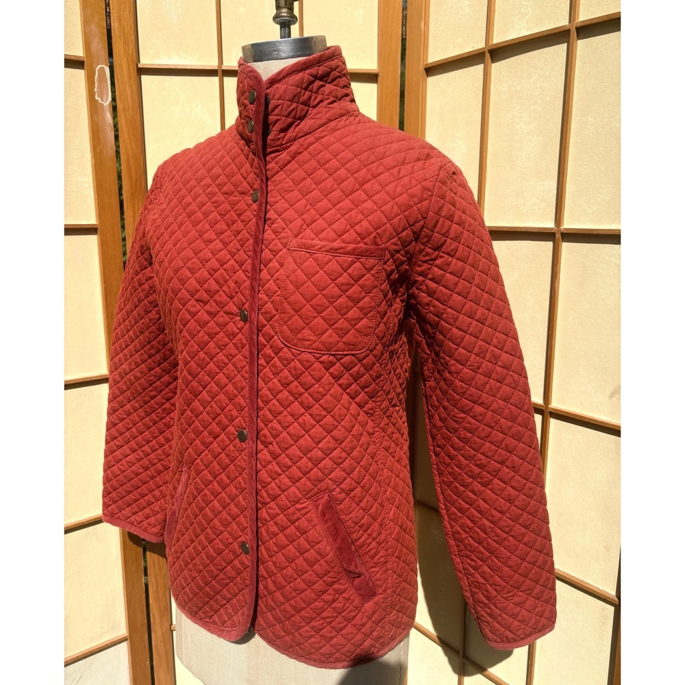 Quilted Orange Barn Jacket Paisley Lining Mock Neck Madison Studio Small